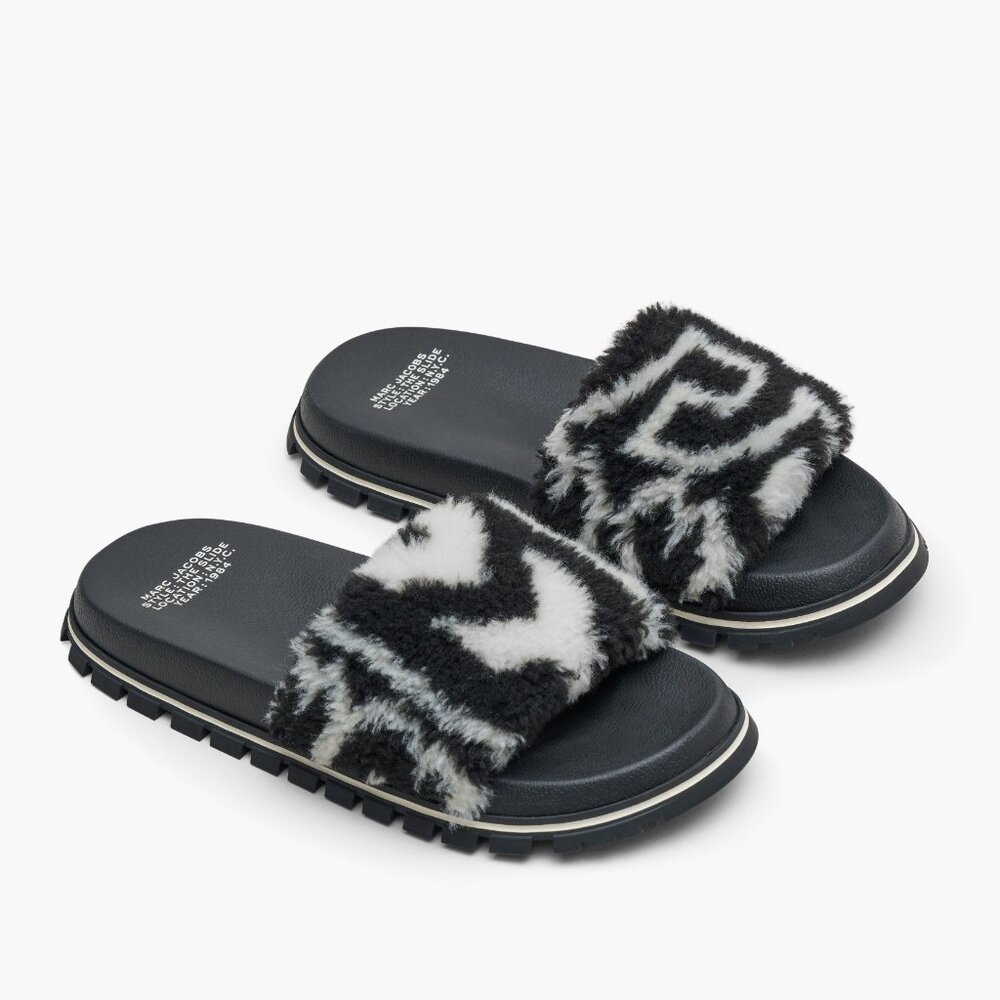 Marc Jacobs The Monogram Teddy Slide – Black/Ivory